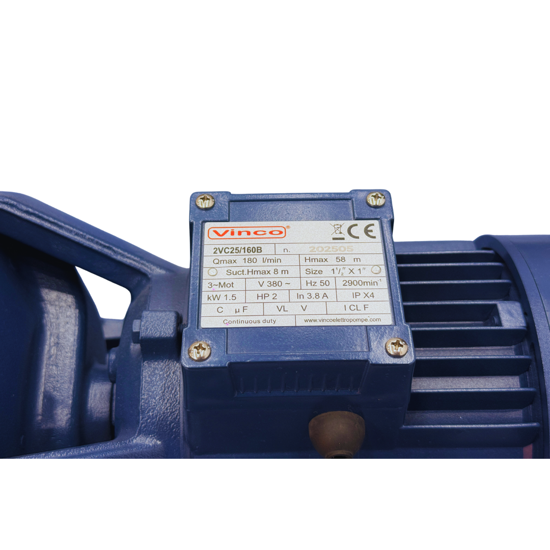 Bomba de Agua Doble Implusor 2HP - Motobomba 2VC25/160B Vinco - Imagen 3
