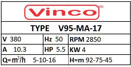 BOMBA SUMERG 4'' MA17 5.5HP VINCO